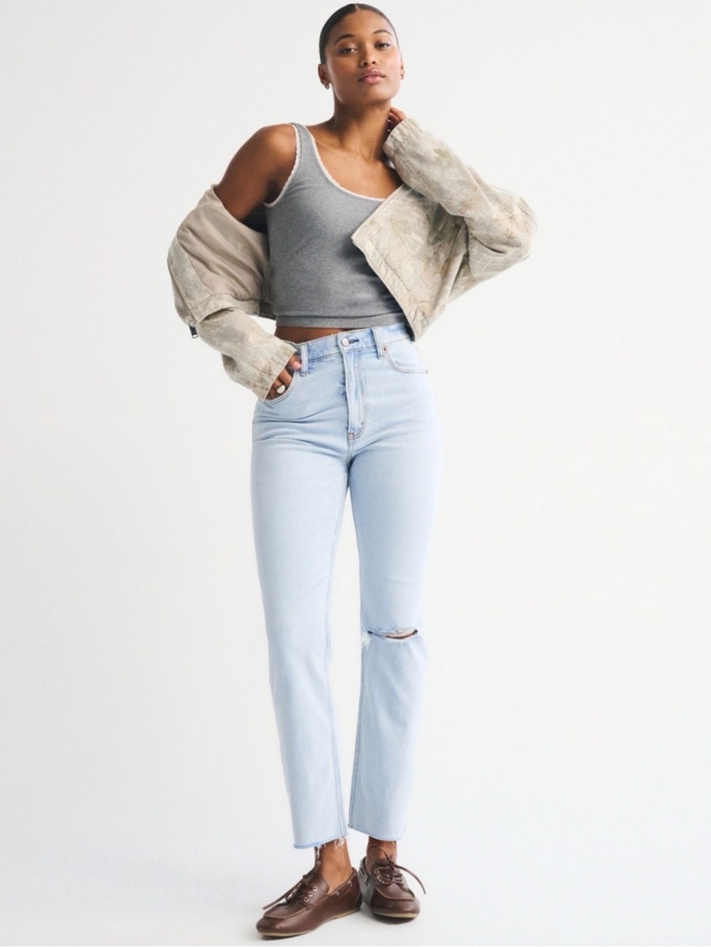 Abercrombie + Fitch Curve Love Ultra High Rise Ankle Straight Jeans